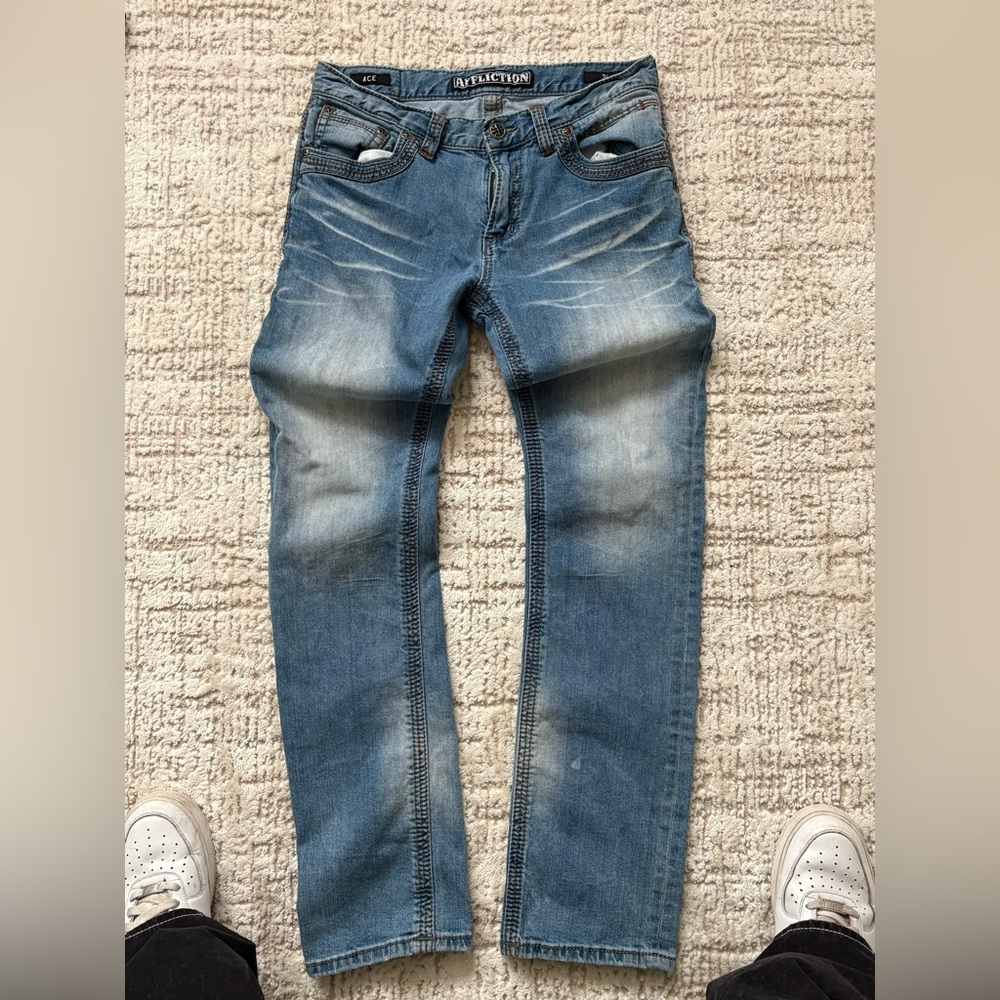 Affliction Men's Washed Denim Slim Jeans